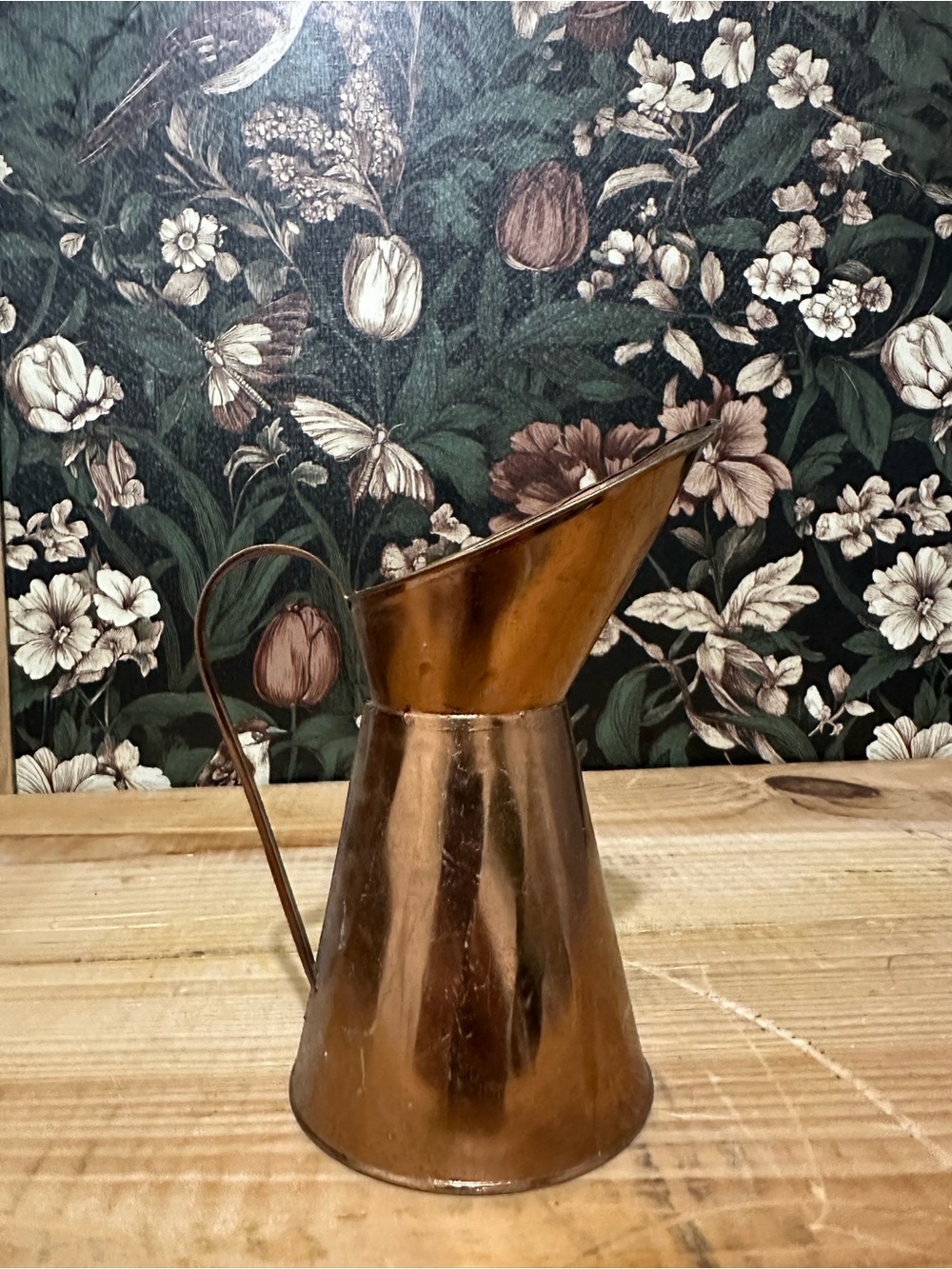 Antique tin copper brass water, milk pitcher